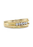 10K Yellow Gold 1/4 Cttw Round-Cut Diamond 5-Stone Mens Band Ring (H-I Color, I1-I2 Clarity) - Size 9.75