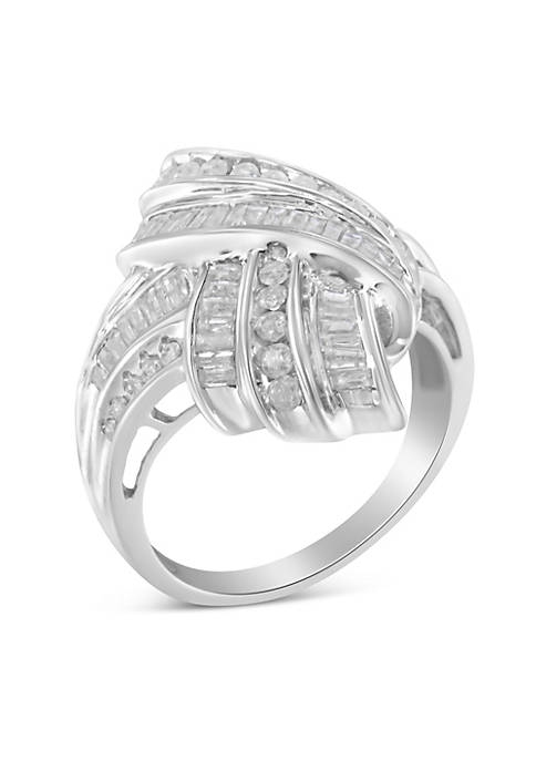 .925 Sterling Silver Diamond Bypass Cocktail Ring (1 Cttw, I-J Color, I2-I3 Clarity)