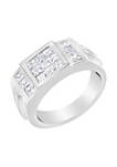 Mens 14K White Gold Diamond Cluster Ring (2 cttw, G-H Color, SI1-SI2 Clarity)