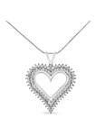 .925 Sterling Silver 1.00 Cttw Diamond Heart 18" Pendant Necklace (I-J Color, I2-I3 Clarity)