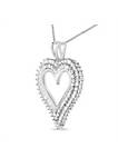 .925 Sterling Silver 1.00 Cttw Diamond Heart 18" Pendant Necklace (I-J Color, I2-I3 Clarity)
