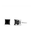 .925 Sterling Silver 1 1/2 Cttw Princess-Cut Square Black Diamond Classic 4-Prong Stud Earrings with Screw Backs (Fancy Color-Enhanced, I2-I3 Clarity)