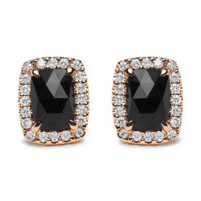 Haus Of Brilliance 18K Rose And White Gold 1/4 Cttw Round Diamond And 8X6Mm Cushion Cut Black Onyx Gemstone Halo Stud Earrings (G-H Color, Si1-Si2 -  633503304193