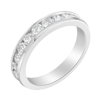 Haus Of Brilliance Igi Certified 1.0 Cttw Diamond 18K White Gold Channel-Set Half-Eternity Band Wedding Ring (E-F Color, I1-I2 Clarity) - Size 5-1/2 -  633503169174
