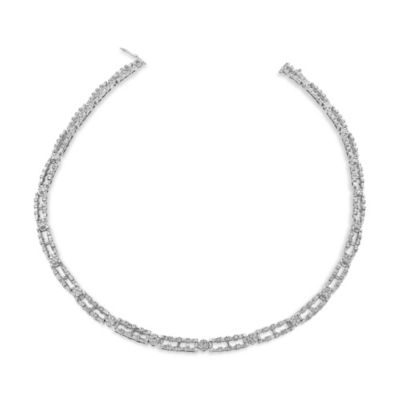 Haus Of Brilliance Ags Certified 14K White Gold 8 1/2 Cttw Diamond Alternating Bar And Floral Cluster Link 18"" Choker Necklace (G-H Color, Si2-I1 -  633503171221