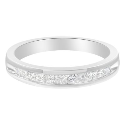 Haus Of Brilliance Igi Certified 1/2 Cttw Princess Cut Diamond 18K White Gold Channel Set Half Eternity Style Wedding Band Ring (H-I Color, Si2-I1 -  633503162885