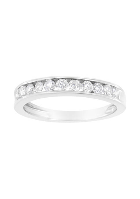 IGI Certified 10K White Gold 1/2ct TDW Diamond Band Ring (J-K,I2-I3)