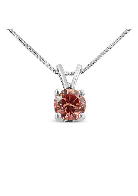 Lab Created 14K White Gold 1/4 Cttw Lab Grown Diamond 4-Prong Solitaire Pendant (VVS2-VS1 Clarity) Choice of Diamond Color