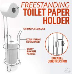 Zulay Kitchen Toilet Paper Holder Stand & Storage Holds 3 Extra Rolls for  Bathroom