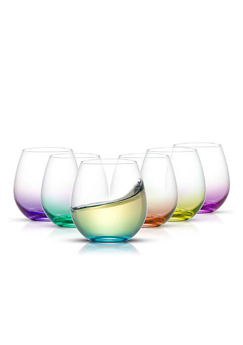 JoyJolt Hue Colored Stemless Wine Glasses