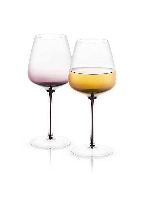 JoyJolt Black Swan Crystal White Wine Glasses