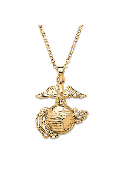 Palm Beach Jewelry Marine Corps Pendant Necklace Gold-Plated