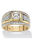 Mens 1.12 TCW Square-Cut Cubic Zirconia Ring in 14k Gold over Sterling Silver