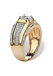 Mens 1.12 TCW Square-Cut Cubic Zirconia Ring in 14k Gold over Sterling Silver