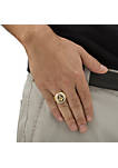 Mens .31 TCW Enamel and Cubic Zirconia Gold-Plated Masonic Nugget Ring