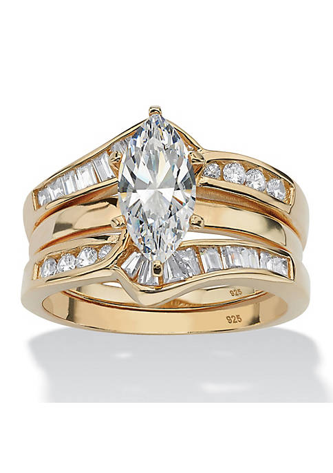 Palm Beach Jewelry 3.57 TCW Marquise-Cut CZ Gold-Plated