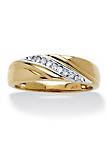 Mens 1/8 TCW Round Diamond Diagonal Ring in 10k Gold