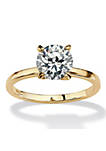 2.0 Cttw. Gold-Plated Sterling Silver Cubic Zirconia Solitaire Ring