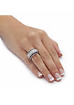 6.48 Cttw. Cubic Zirconia and Simulated Blue Sapphire Platinum over Silver Ring