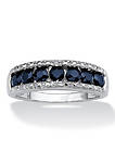 1.05 TCW Sapphire and Diamond Accent Ring in Platinum over .925 Sterling Silver