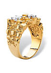 Mens 1.05 TCW Round Cubic Zirconia Gold-Plated Two-Stone Nugget Ring