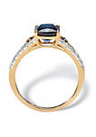 2.50 TCW Created Blue Sapphire and CZ Ring in 18k Gold over Sterling Silver
