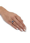 2.50 TCW Created Blue Sapphire and CZ Ring in 18k Gold over Sterling Silver