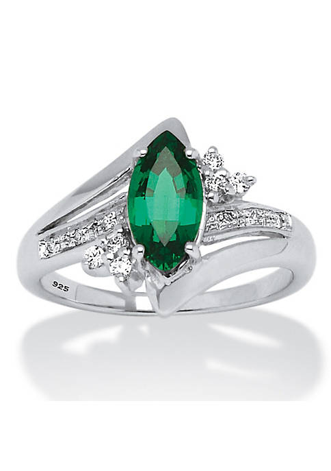 Palm Beach Jewelry 1.52 TCW Marquise-Cut Emerald Ring