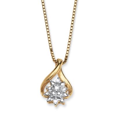 Palmbeach Jewelry Diamond Accent Cluster Pendant Necklace In Solid 10K Yellow Gold 18