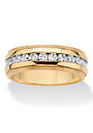 Mens 1.12 Cttw. Cubic Zirconia Gold Ion-Plated Stainless Steel Eternity Ring