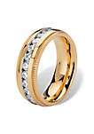 Mens 1.12 Cttw. Cubic Zirconia Gold Ion-Plated Stainless Steel Eternity Ring