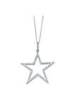 1/10 TCW Round Diamond Star Necklace in Platinum over .925 Sterling Silver 18"