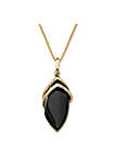 .15 TCW Marquise-Shaped Genuine Onyx and CZ Pendant Necklace 18k Gold-Plated 18"