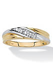 Mens 1/10 TCW Round Diamond Two-Tone 10k Gold Diagonal Wedding Band Ring