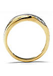 Mens 1/10 TCW Round Diamond Two-Tone 10k Gold Diagonal Wedding Band Ring