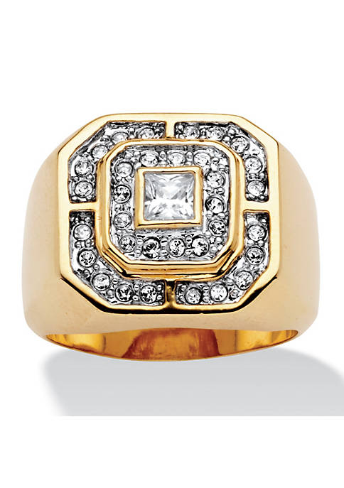 Mens .87 TCW Cubic Zirconia Gold-Plated Octagon-Shaped Ring
