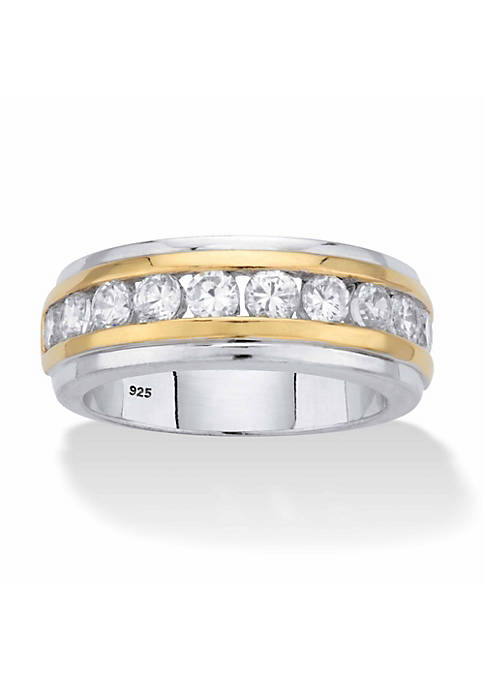 Mens 1.10 Cttw Cubic Zirconia Two-Tone 18k Gold and Platinum over Silver Ring
