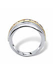 Mens 1.10 Cttw Cubic Zirconia Two-Tone 18k Gold and Platinum over Silver Ring