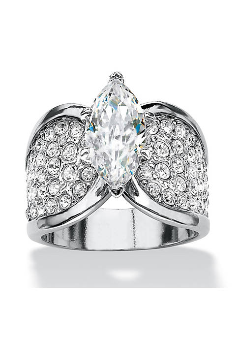 Palm Beach Jewelry 2.48 TCW Marquise-Cut Platinum-Plated Pave