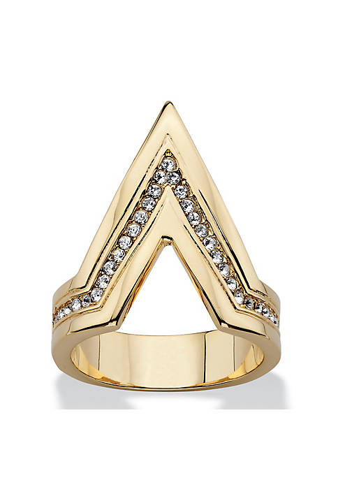 Palm Beach Jewelry Pave Crystal Gold-Plated Chevron Cocktail