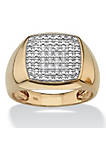 Mens 1/10 TCW Diamond 18k Yellow Gold over Sterling Silver Cluster Ring
