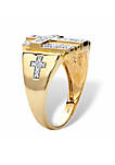 Mens .50 Cttw. Gold-Plated Silver Round Cubic Zirconia Layered Cross Ring