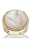 .27 TCW Genuine Mother-Of-Pearl and CZ Gold-Plated Sterling Silver Halo Ring