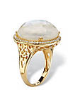 .27 TCW Genuine Mother-Of-Pearl and CZ Gold-Plated Sterling Silver Halo Ring