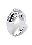 Mens .91 TCW Round Cubic Zirconia Ring in Platinum over .925 Sterling Silver