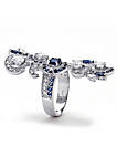 3.81 Cttw. Simulated Blue Sapphire and Cubic Zirconia .925 Silver Vine Ring
