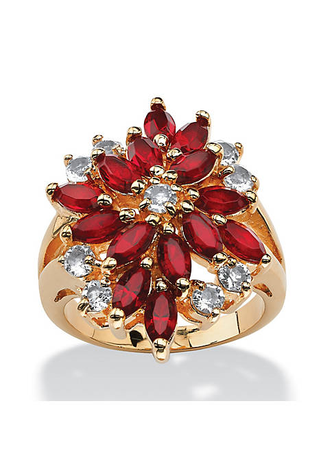 Palm Beach Jewelry Red Crystal 18k Gold-Plated Flower