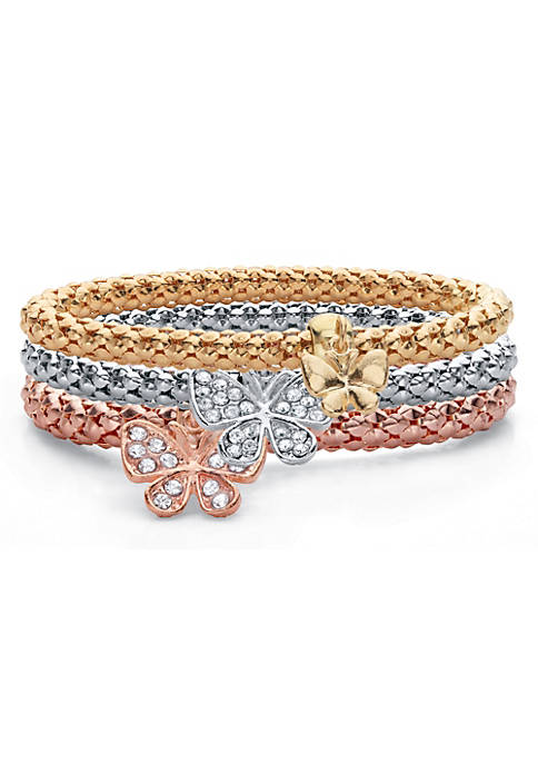 Palm Beach Jewelry Crystal Butterfly Rose Tone Gold