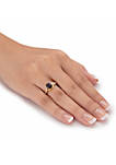 Oval-Cut Genuine Onyx and Diamond Accent Gold-Plated Silver Crossover Ring