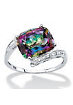 6.56 TCW Cushion-Cut Genuine Fire Topaz .925 Sterling Silver Bypass Ring